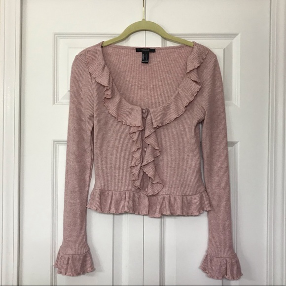 Tops - Heather Pink Ruffle Knit Top